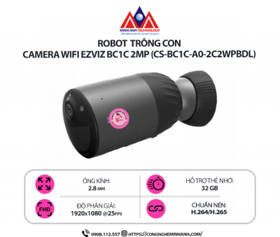 Camera WiFi EZVIZ BC1C 2MP (CS-BC1C-A0-2C2WPBDL) –  Chống trộm thông minh, Đàm thoại 2 chiều, Báo động chủ động