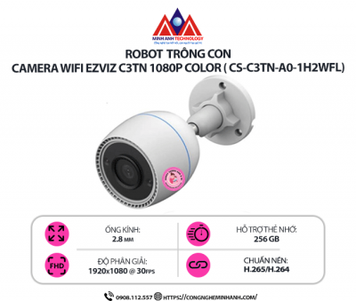Camera Wifi EZVIZ C3TN 1080P COLOR ( CS-C3TN-A0-1H2WFL) – Camera Ngoài Trời Có Màu Ban Đêm, Chống Nước IP67
