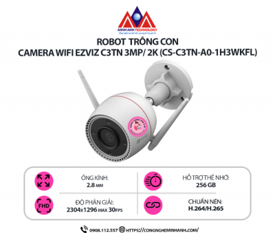 Camera Wifi EZVIZ C3TN 3MP/ 2K (CS-C3TN-A0-1H3WKFL) – Quan Sát Ngày Đêm, Đàm Thoại 2 Chiều, Chống Nước IP67