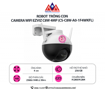 Camera WiFi EZVIZ C8W 4MP (CS-C8W-A0-1F4WKFL) – Camera ngoài trời quay quét 360°, ghi hình màu ban đêm, tích hợp AI phát hiện người
