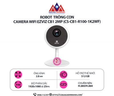 Camera WiFi EZVIZ CB1 2MP (CS-CB1-R100-1K2WF) – Camera IP Không Dây, Đàm Thoại 2 Chiều, Hồng Ngoại Ban Đêm