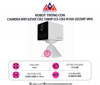 Camera WiFi EZVIZ CB2 1080P (CS-CB2-R100-2D2WF-WH) Trắng – Camera mini không dây siêu nhỏ gọn, đàm thoại 2 chiều, phát hiện chuyển động thông minh