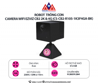 Camera Wifi 4G EZVIZ CB2 2K (CS-CB2-R105-1K3F4GA-BK) –  Camera Mini Không Dây, Hình Ảnh Siêu Nét, Hỗ Trợ 4G và WiFi
