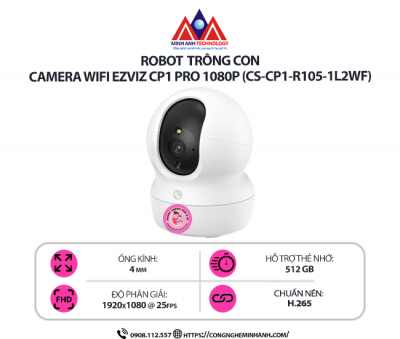 Camera Wifi EZVIZ CP1 Pro 1080P (CS-CP1-R105-1L2WF) – Quay Quét 360°, Đàm Thoại 2 Chiều, Phát Hiện Chuyển Động, Kết Nối Không Dây Tiện Lợi