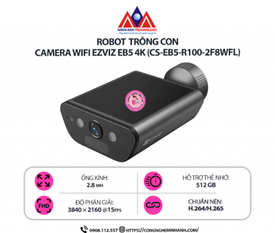 Camera WiFi EZVIZ EB5 4K (CS-EB5-R100-2F8WFL) – Pin Sạc, Quan Sát Màu Ban Đêm, Đàm Thoại 2 Chiều, Chống Nước IP66
