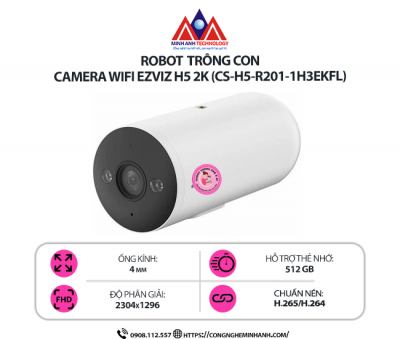 Camera Wifi EZVIZ H5 2K (CS-H5-R201-1H3EKFL) – Quan Sát 24/7, Chống Nước IP67, Báo Động Thông Minh