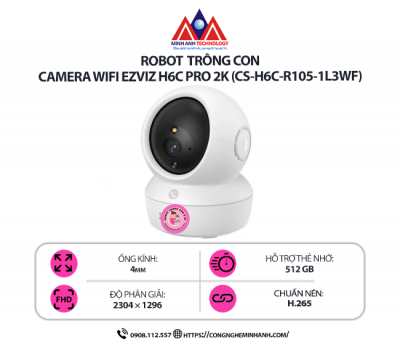 Camera Wifi EZVIZ H6C Pro 2K (CS-H6C-R105-1L3WF) – Quay quét 360 độ, Đàm thoại 2 chiều, Cảnh báo thông minh