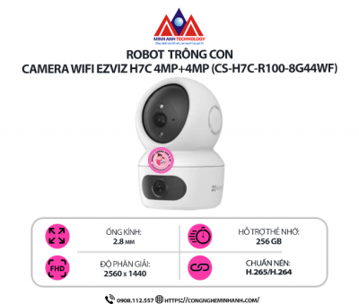 CAMERA WIFI EZVIZ H7C 4MP+4MP (CS-H7C-R100-8G44WF) – Camera an ninh xoay 2 mắt AI, ghi hình toàn cảnh 360 độ ban ngày & ban đêm