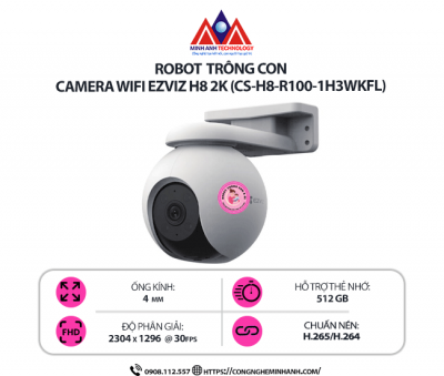 Camera WiFi EZVIZ H8 2K (CS-H8-R100-1H3WKFL) – Quay Quét 360°, Đàm Thoại 2 Chiều, Cảnh Báo Thông Minh