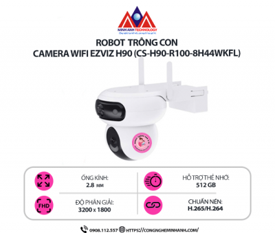 Camera Wifi EZVIZ H90 (CS-H90-R100-8H44WKFL) – Góc Rộng 360°, Có Màu Ban Đêm, Chống Nước, Đàm Thoại 2 Chiều