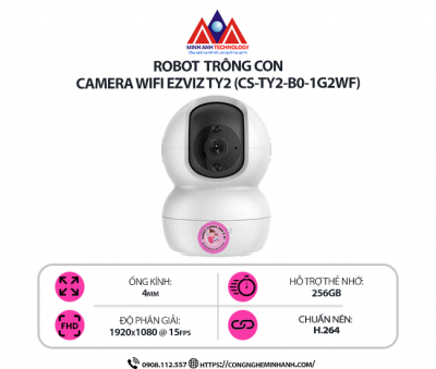 Camera WiFi EZVIZ TY2 1080P (CS-TY2-B0-1G2WF) – Xoay 360 Độ, Đàm Thoại 2 Chiều, Phát Hiện Chuyển Động Thông Minh