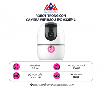 Camera WiFi IMOU IPC-A32EP-L  – Xoay 360° Theo Dõi Chuyển Động, Đàm Thoại 2 Chiều, Hỗ Trợ Cloud & Thẻ Nhớ