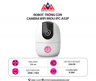 Camera WiFi IMOU IPC-A52P - Quay 360°, Full HD 2K, AI phát hiện chuyển động
