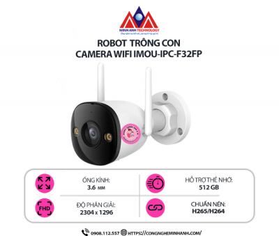 Camera WiFi IMOU IPC-F32FP – Quan Sát Ngoài Trời Chuẩn 2K, Báo Động Thông Minh, Xoay Góc Rộng, Đàm Thoại 2 Chiều