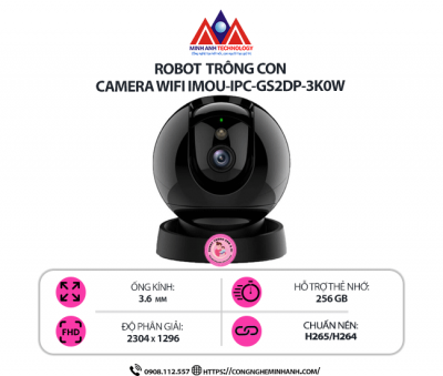 Camera Wifi IMOU IPC-GS2DP-3K0W 3MP – Quay quét 360°, Báo động thông minh, Đàm thoại 2 chiều