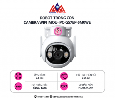 Camera WiFi IMOU IPC-GS7EP-5M0WE - Quan sát 24/7, Hỗ trợ thẻ nhớ 256GB, Cảnh báo thông minh