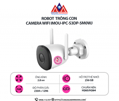 Camera WiFi IMOU IPC-S3DP-5M0WJ - Xoay 360°, Full HD 2K, AI phát hiện chuyển động
