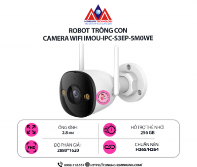 Camera WiFi IMOU IPC-S3EP-5M0WE - Camera an ninh ngoài trời, 5MP siêu nét, Hồng ngoại 50m