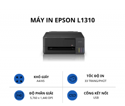 Máy in phun màu Epson Ecotank L1310 (In| A4| A5| USB)
