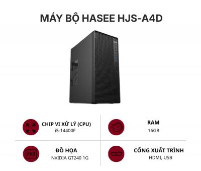 Máy bộ HASEE HJS-A4D,  Intel Core i5-14400F, 16Gb(2 x 8Gb)-3200Mhz DDR4,512Gb 2.5