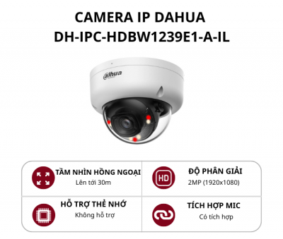 Camera Dome bán cầu Dahua 2.0MP Smart Dual Light có mic