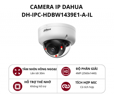 Camera Dome bán cầu Dahua 4.0MP Smart Dual Light có mic