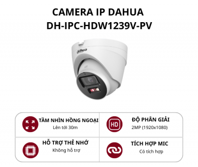 Camera Dome Dahua 2.0MP Smart Dual Light có mic báo động