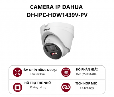 Camera Dome Dahua 4.0MP Smart Dual Light có mic báo động