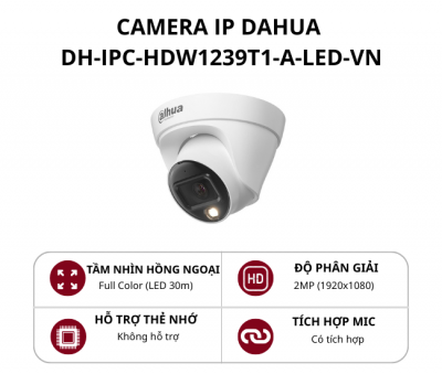 Camera IP Dome Full Color trong nhà Dahua 2.0MP có mic (phiên bản S6)