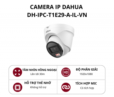 Camera Dome IP ngoài trời Dahua 2.0MP có mic (dòng ECO)