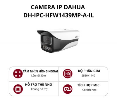 Camera IP thân cố định ngoài trời Dahua 4.0MP Smart Dual Light có mic