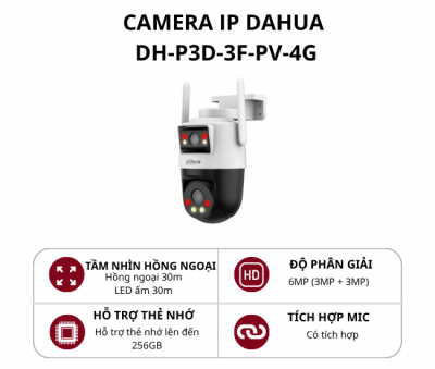 Camera 4G hai ống kính quay quét ngoài trời Dahua DH-P3D-3F-PV-4G