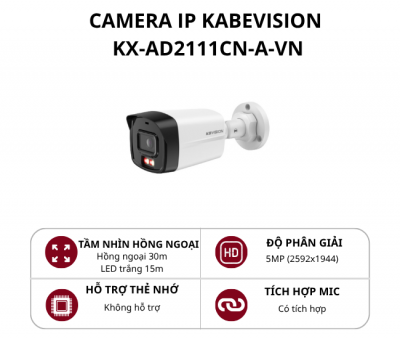 Camera IP thân cố định ngoài trời KBVision 2.0MP KX-AD2003N-A-VN