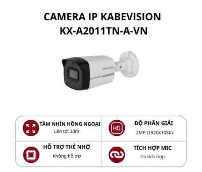 Camera IP thân cố định ngoài trời KBVision 2MP KX-A2111CN-A-VN