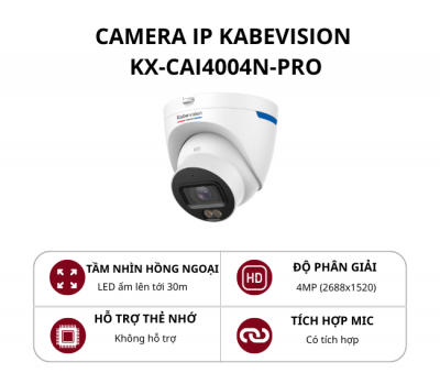 Camera Dome cố định KBVision 4.0MP AI-PRO có mic KX-CAi4004N-PRO