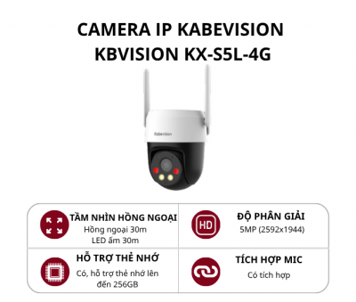 Camera 4G quay quét ngoài trời KBVision 5MP KX-S5L-4G