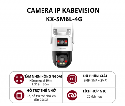 Camera 4G hai ống kính quay quét ngoài trời KBVision 6MP KX-SM6L-4G