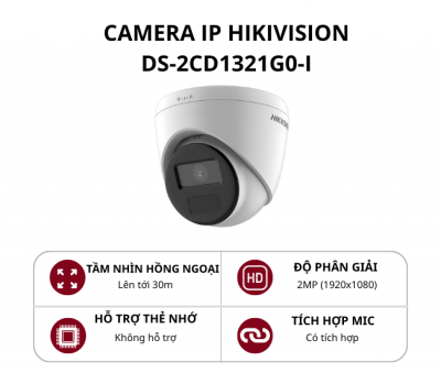 Camera IP bán cầu vát Hikvision 2MP H.265+ DS-2CD1321G0-I
