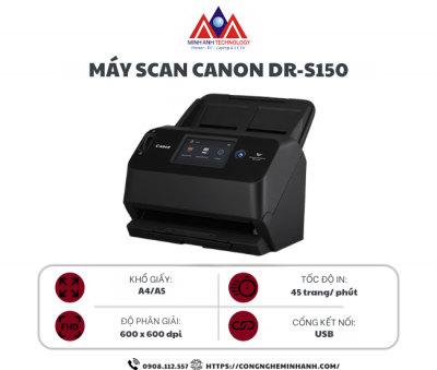 Máy Scan Canon DR-S150 (A4/A5/ Đảo mặt/ ADF/ USB)