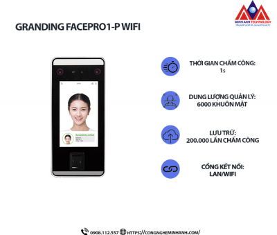 Máy Chấm Công khuôn mặt Granding FACEPRO1-P WIFI