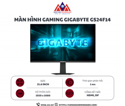 Màn hình gaming Gigabyte GS24F14 (23.8Inch/ Full HD/ 1ms/ 144Hz/ 300cd/m2/ IPS)