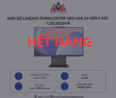 Máy bộ Lenovo ThinkCentre neo 50a 24 Gen 5 AIO 12SC0026VA (i7-13620H/ Ram 16GB/ SSD 512GB/ Windows 11/ 1Y)