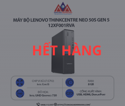 Máy bộ Lenovo ThinkCentre Neo 50s Gen 5 12XF001RVA (i3 13100/ Ram 8GB/ SSD 256GB/ 1Y)