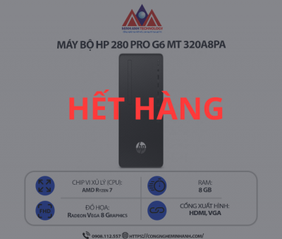 Máy bộ HP 280 Pro G6 MT 320A8PA (R5 4700G/ Ram 8GB/ SSD 256GB/ Windows 10/ 1Y)