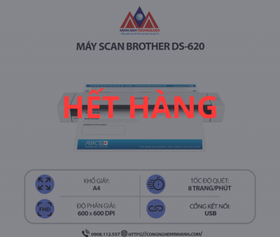 Máy Scan Brother DS-620 - Máy Scan Di Động Khổ A4, Kết Nối Cổng USB, Tốc Độ Cao, Hỗ Trợ PDF, OCR, Tương Thích Windows/Mac