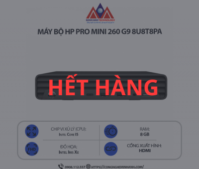 ​​​​​​​Máy bộ HP Pro Mini 260 G9 8U8T8PA (i5 1335U/ Ram 8GB/ SSD 256GB/ Windows 11/ 1Y)