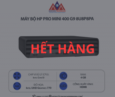 Máy bộ HP Pro Mini 400 G9 8U8P8PA (i3 13100T/ Ram 4GB/ SSD 256GB/ Windows 11/ 1Y)