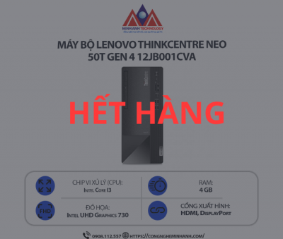 Máy bộ Lenovo ThinkCentre neo 50t Gen 4 12JB001CVA (i3 13100/ Ram 4GB/ SSD 256GB/ 1Y)