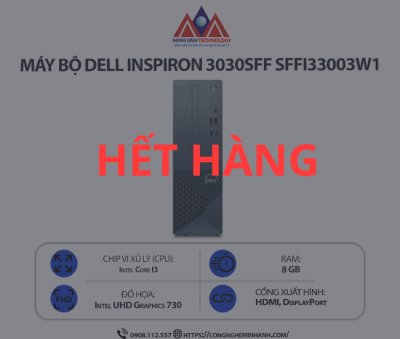 Máy bộ Dell Inspiron 3030SFF SFFI33003W1-8G-512G (i3 14100/ Ram 8GB/ SSD 512GB/ Windows 11/ 1Y)