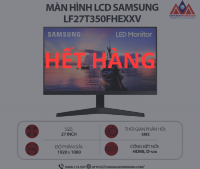 Màn hình máy tính Samsung LF27T350FHEXXV (23.5 inch IPS/ 1920 x 1080/ 250cd/m2/ 5ms/ 75Hz), bảo hành 24 tháng